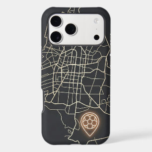 Minimalist NYC Soccer Map Pin Line Art iPhone 17 Pro Max Case