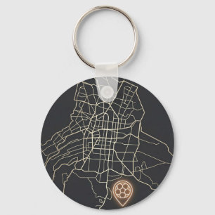 Minimalist NYC Soccer Map Pin Line Art Keychain