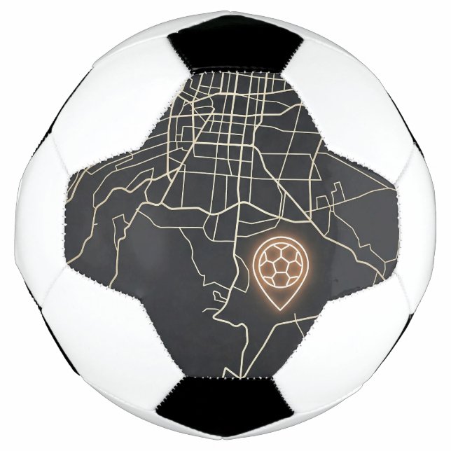Minimalist NYC Soccer Map Pin Line Art Soccer Ball (Front)