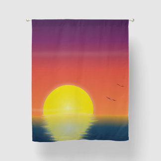 Minimalist Ocean Sunset Shower Curtain
