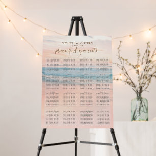 Minimalist Ocean Sunset Wedding Seating Chart Foam Board