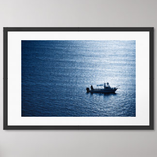 Minimalist Ocean Wall Art Fisherman Blue