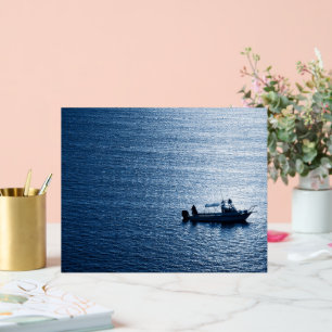 Minimalist Ocean Wall Art Fisherman Blue Acrylic Sign