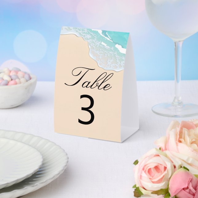 Minimalist Ocean Wave Banquet Seating Placement Paper Table Tent (Insitu(Wedding))