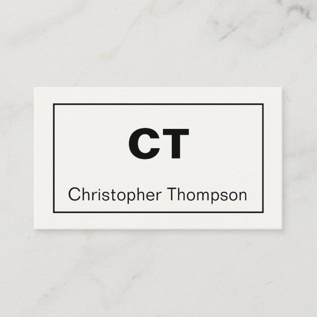 Minimalist Off-White and Black Modern Professional Business Card (Front)