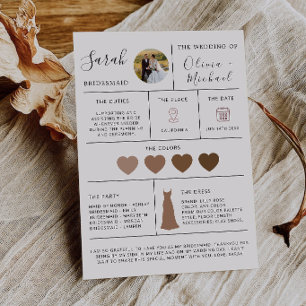 Minimalist Off White Bridesmaid Proposal Info Card