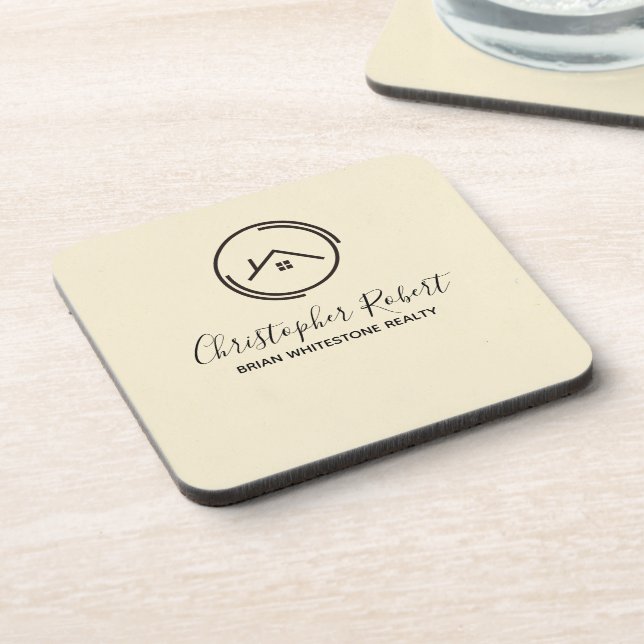 Minimalist Off White Real Estate Beverage Coaster (Left Side)