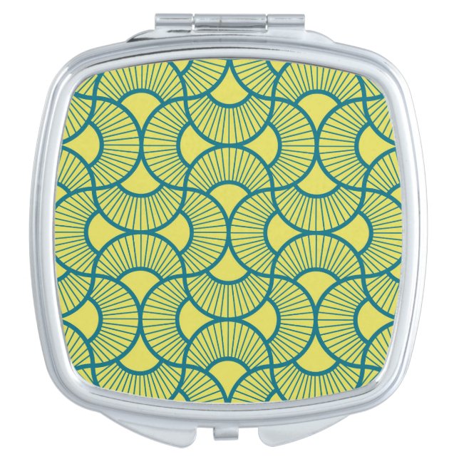 Minimalist Ogee Rising Sun Fans Bright Sunny Compact Mirror (Front)