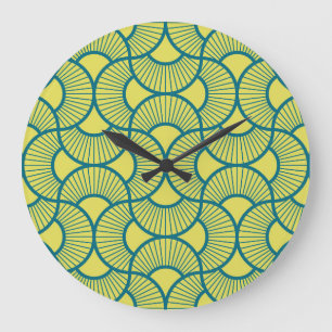 Minimalist Ogee Rising Sun Fans Bright Sunny Large Clock