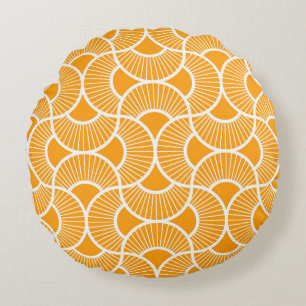 Minimalist Ogee Rising Sun Fans Bright Sunny Round Pillow