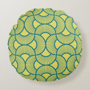 Minimalist Ogee Rising Sun Fans Bright Sunny Round Pillow