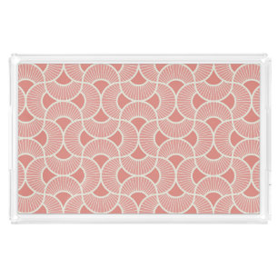Minimalist Ogee Rising Sun Fans Calm Neutral Pink Acrylic Tray