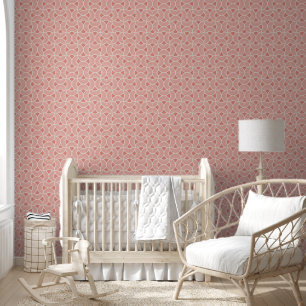 Minimalist Ogee Rising Sun Fans Calm Neutral Pink Wallpaper