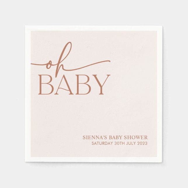Minimalist Oh Baby Gender Neutral Baby Shower Napkins (Front)