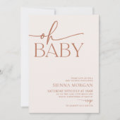 Minimalist Oh Baby Shower Gender Neutral Beige Invitation (Front)