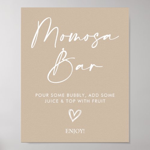 Minimalist Oh Baby Shower Momosa Bar Sign Poster