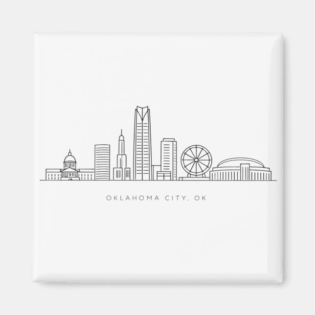 Minimalist Oklahoma City Skyline Illustration Magnet (Front)