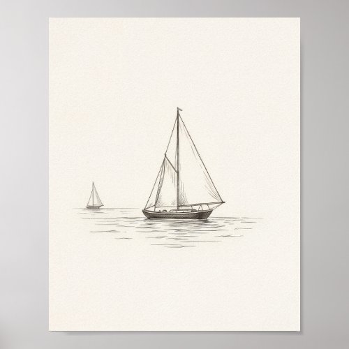 Minimalist Old Money Sailboat Poster