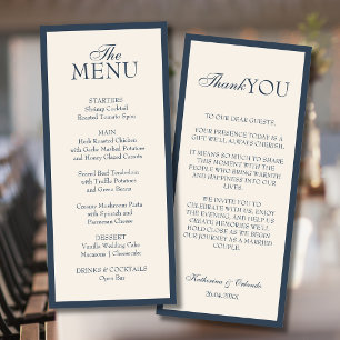 Minimalist Old Money Wedding Menu Thank You Note