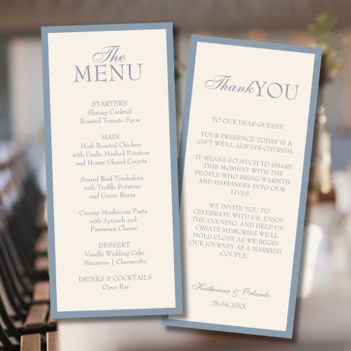 Minimalist Old Money Wedding Menu Thank You Note