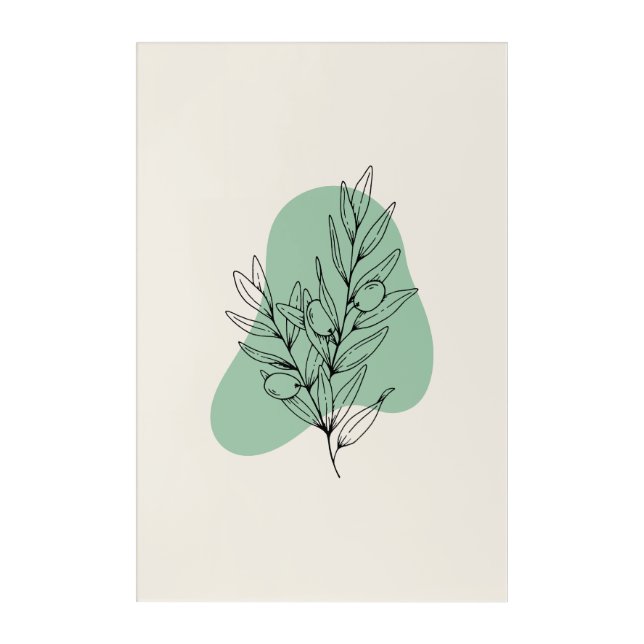 Minimalist Olive Branch Line Art  (Front)