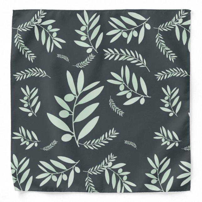 Minimalist Olive Branch Pattern Bandana | Botanica (Front)