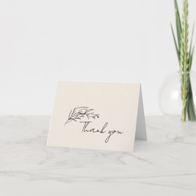 Minimalist Olive Branch Script Custom Thank You (Front)