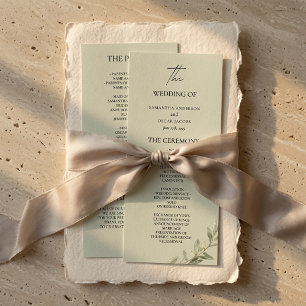 Minimalist Olive Branch Wedding Program Elegant