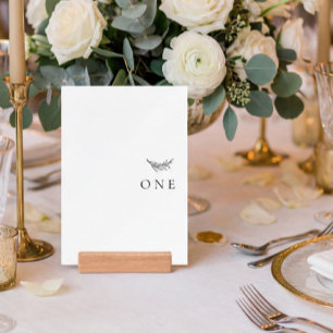 Minimalist Olive Branch Wedding Table Number Holder