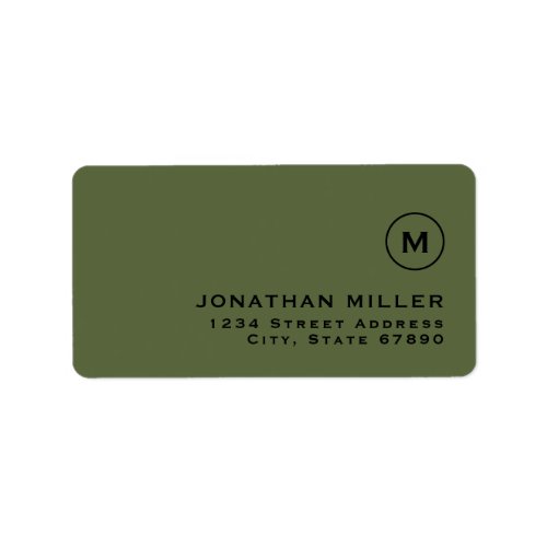 Minimalist Olive Classic Monogram Return Address Label