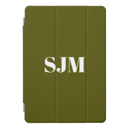 Minimalist olive green custom monogram initials  iPad pro cover