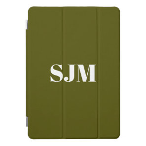 Minimalist olive green custom monogram initials  iPad pro cover