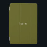 Minimalist olive green custom name monogram chic iPad mini cover<br><div class="desc">Elegant minimalist olive moss green custom name monogram solid plain color iPad mini Cover</div>