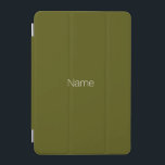 Minimalist olive green custom name monogram chic iPad mini cover<br><div class="desc">Elegant minimalist olive moss green custom name monogram solid plain color iPad mini Cover</div>