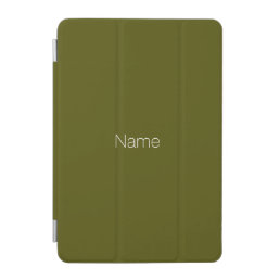 Minimalist olive green custom name monogram chic iPad mini cover