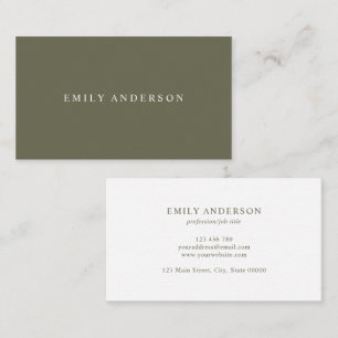 Minimalist Olive Green Elegant Monogram Business Card