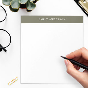 Minimalist Olive Green Elegant Monogram Notepad