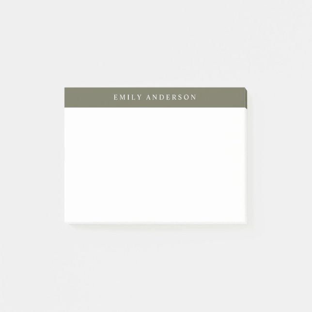 Minimalist Olive Green Elegant Monogram Post-it Notes (Front)