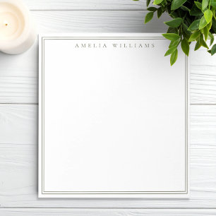 Minimalist Olive Green Monogram Two Border Notepad