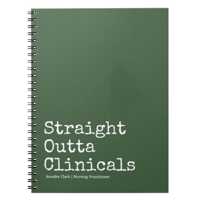 Minimalist Olive Green Nursing Student College  Notebook (Front)