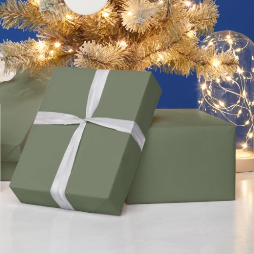 Minimalist Olive Green Plain Solid Color Wrapping Paper