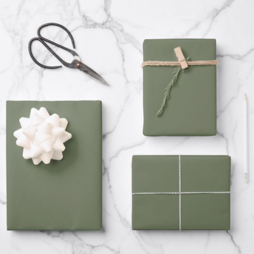 Minimalist Olive Green Plain Solid Color Wrapping  Wrapping Paper Sheets