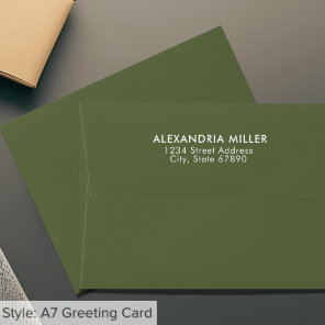 Minimalist Olive Green Return Address Envelope