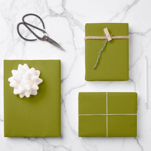 Minimalist olive green solid plain modern elegant wrapping paper sheets