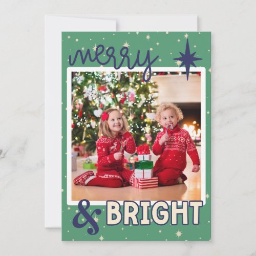Minimalist Olive Green Square Kids Photo Christmas Holiday Card