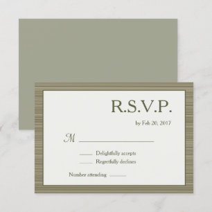 Minimalist olive green stripes modern wedding rsvp invitation