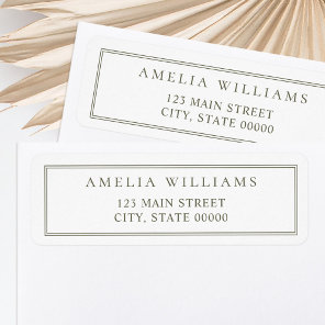 Minimalist Olive Green Two Border Return Address Label