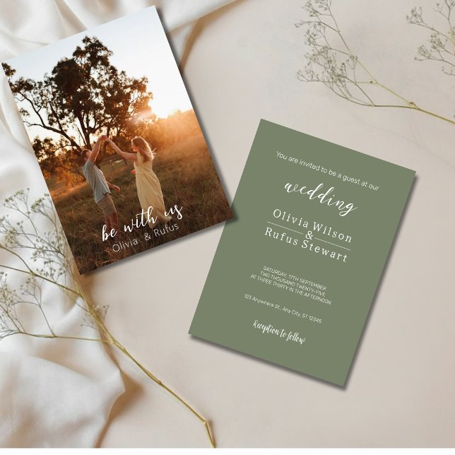 Minimalist Olive Green Wedding Invitation Photo  (Creator Uploaded)
