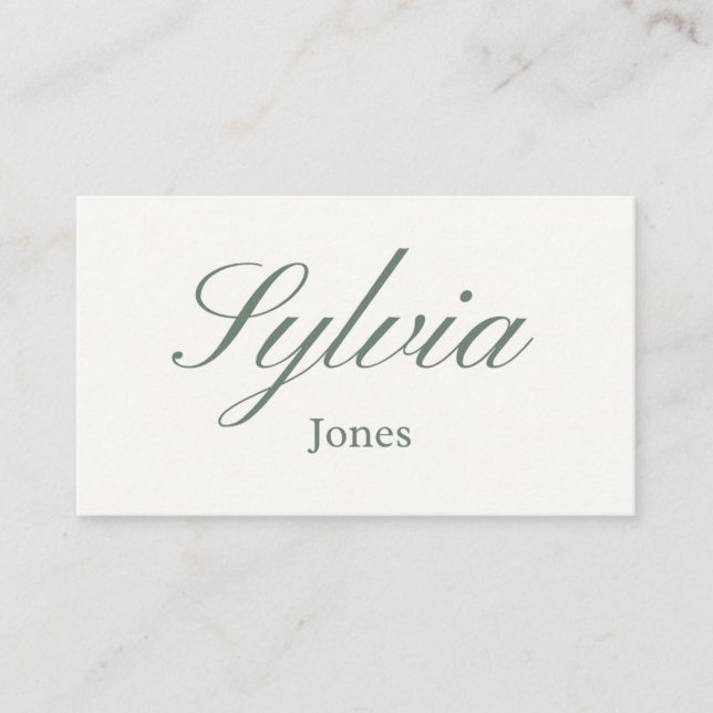 Minimalist olive Green Wedding table 4place cards (Front)