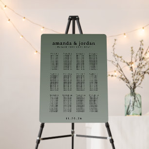 Minimalist Olive Grid Seating Chart Foam Board